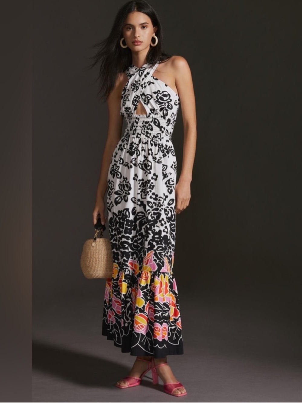 Anthropologie Plenty by Tracy Reese Vibrant Floral Halter Maxi Dress NWT Size XS